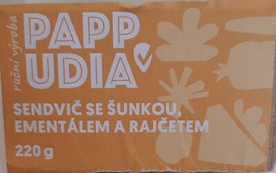 sendvič se šunkou, ementálem a rajčetem